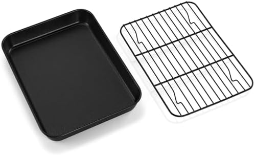 P&P CHEF Nonstick Baking Oven Pan with Rack for Cookie, 9.3 x 7 Inch