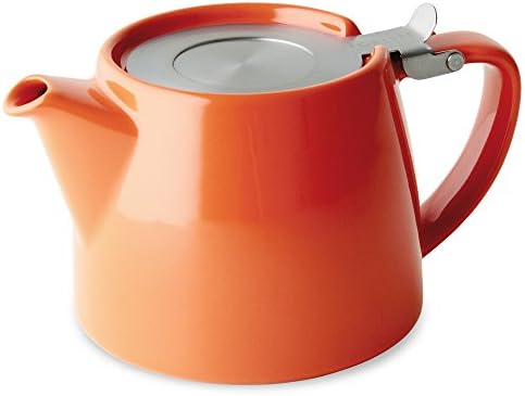 FORLIFE Stump Teapot with SLS Lid and Infuser, 18-Ounce, Carrot