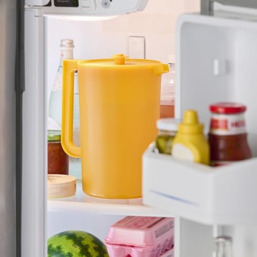 Tupperware Impressions Classic Sheer 1 Gallon Pitcher with Lid in Papaya, Dishwasher Safe and BPA Free, Mess-Free, Reusable Plastic Pitcher with Extra Large Capacity