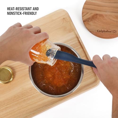 Calphalon Edge Jar Scraper, 9-Inch Silicone Jar Spatula, Flexible Cleaning Scraper for Jars, Bottles & Containers, Slim Heat-Resistant Nonstick-Safe Kitchen Tool, Navy