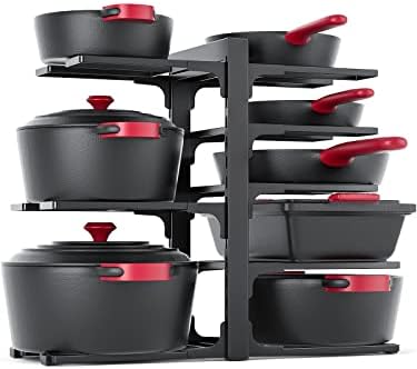 MUDEELA 8-Tier Heavy Duty Pots and Pans Organizer under Cabinet, Black
