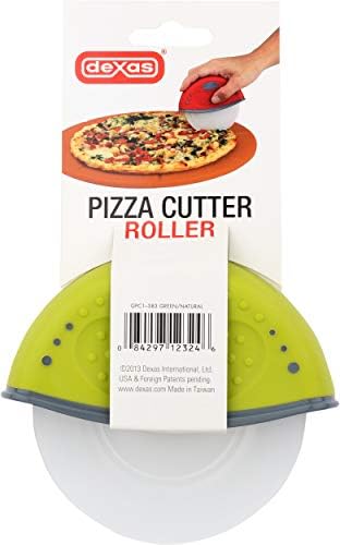 Dexas One-Handed Rolling Pizza Cutter, 4 Inch Wheel, Ergonomic Handheld Pizza Slicer, Green