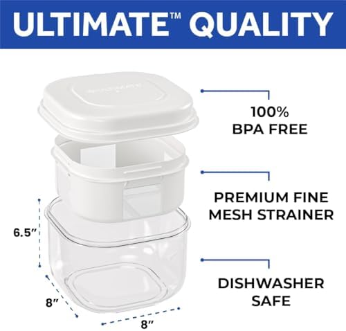 Ultimate Greek Yogurt Strainer, 2.3 Quart Fine Mesh Greek Yogurt Maker & Whey Separator for Thick High Protein Greek Yogurt, Labneh & Kefir, BPA-Free, Dishwasher Safe, Recipe Book