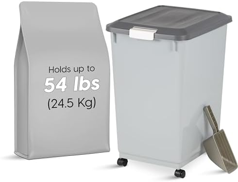 IRIS USA Dog Food Storage Container, 2-Pack, Up to 54 lbs, Gray/Dark Gray