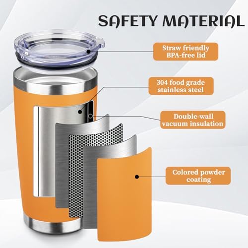 StarSpeed 20oz Stainless Steel Travel Coffee Tumbler,Orange