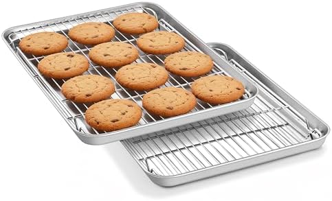 Homikit 16x12 Inch Stainless Steel Baking Sheet with Wire Cooling Rack Set