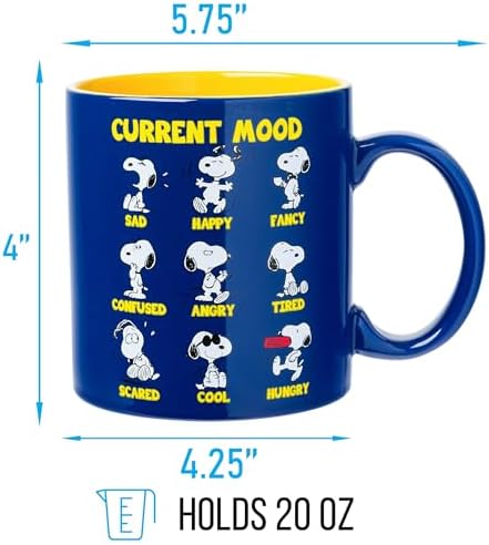 Silver Buffalo Peanuts Snoopy Current Mood Emotions, Ceramic Mug, 20oz