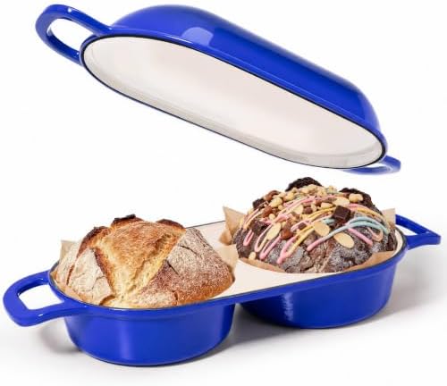 Double Dutch Oven for Sourdough Bread Baking, Cast Iron Dutch Oven [Blue]