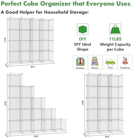 C&AHOME 16 Cube Storage Organizer Cube Shelves Units Storage Cubes, Twill
