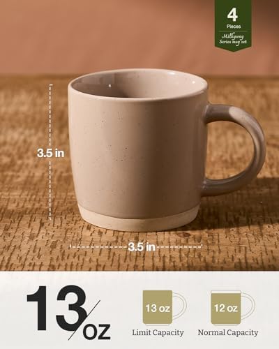famiware Milkyway Coffee Mugs of 4, 13 oz Mug Set, Ceramic Cup with Handle