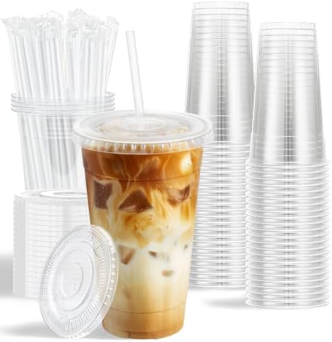 50 Pack 20 oz Plastic Cups, Disposable To Go Coffee Cups