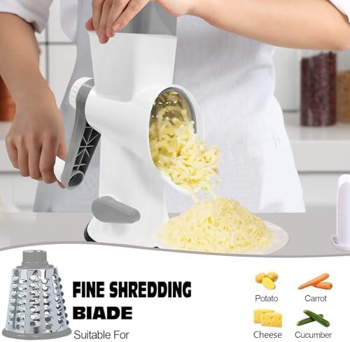 Cheese Grater with Handle,Multifunctional Rotary Cheese Grater