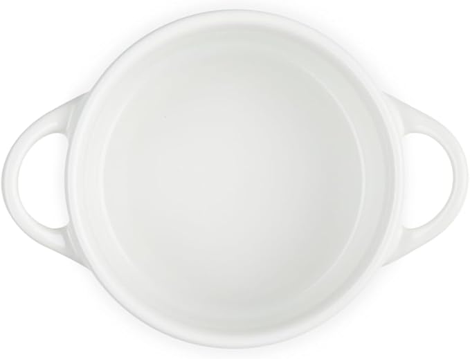 Le Creuset Stoneware Mini Round Cocotte, 8oz., White with Gold Heart Knob