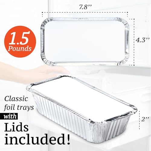 (110 Pack Aluminum Loaf Pans with Lids, Disposable Bread Tins for Baking, Lunch Containers, Single Serve Baking Dishes - Foil Loaf Pans, Aluminum Bread Pans (7.8 x 4.3 x 2 Inches)