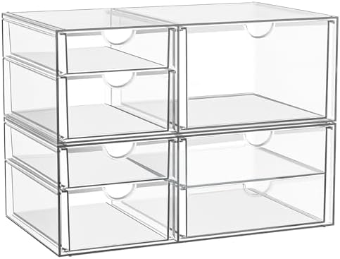 Stackable Storage Drawers, Acrylic Organizers,7 Drawers