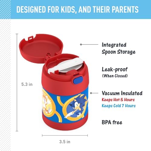 THERMOS FUNTAINER Kids Food Jar with Spoon, 10oz, Sonic the Hedgehog