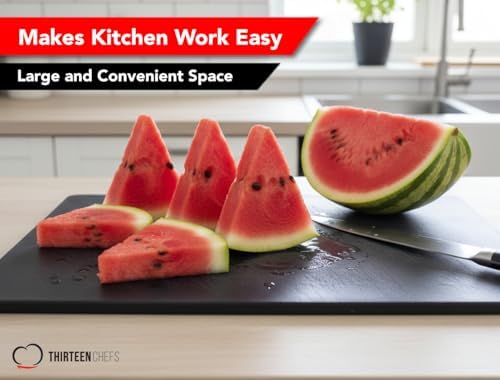 Thirteen Chefs 18x12 Black Cutting Board for Kitchen, 1/2" Thick Plastic