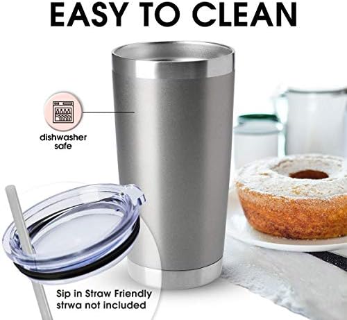 HASLE OUTFITTERS 20oz Tumblers Bulk Stainless Steel Cup with Lid Double Wall Vacuum Insulated Coffee Mug for Cold & Hot Drinks 1 Pack, Grey