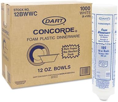 Dart 12BWWCR 10-12 oz White Unlaminated Foam Bowl (Case of 1000)