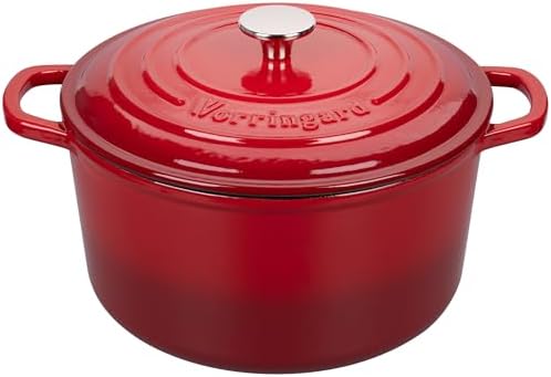 VORRINGARD Enameled Cast Iron Dutch Oven Pot with Lid, for Sourdough Bread Baking, Round Dutch Ovens, 4.5 Quart, Red