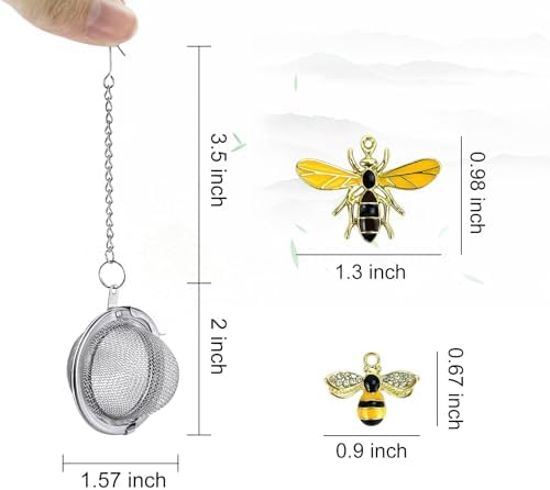 2PC Stainless Steel Mesh Tea Infuser,2.1 inch Tea Ball with Honey Bee