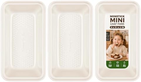 HONGBAKE 3 Pack Nonstick Mini Loaf Pans, 6 x 3.3 x 2 Inch Small Bread Pans for Homemade Bread, Tiny Banana Baking Tins with Diamond Texture, Non-toxic Mini Meatloaf Pans Set, Creamy