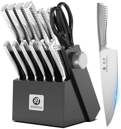 imarku 14 Pcs High-Carbon Stainless Steel Kitchen Knife Set Black