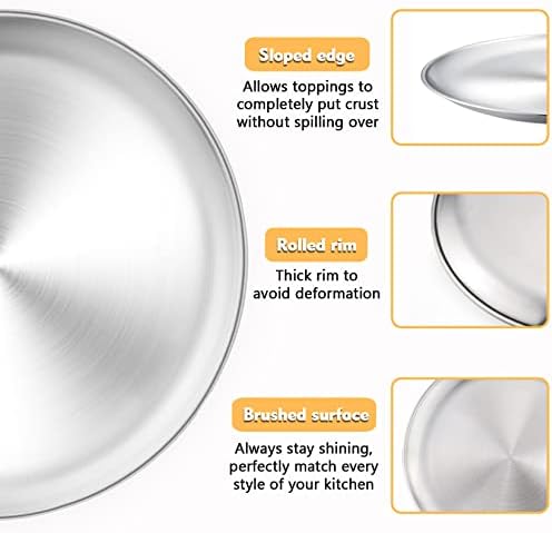 P&P CHEF Pizza Pan Set of 2, 13.5 Inch Stainless Steel Pizza Tray, Silver