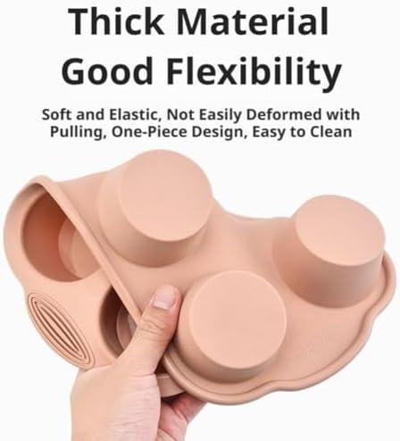 Silicone Muffin Pans for Baking- 6-cavity Nonstick Cupcake Pan Baking Tray, Food Grade And Bpa Free, Easy Release & Clean, Oven & Dishwasher Safe, for Brownies, Custards &muffin, Cupcakes (Gray)