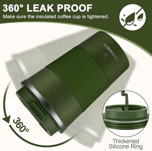 MOMSIV 12oz Travel Coffee Mug, Insulated Coffee Cup with Leak Proof Lid