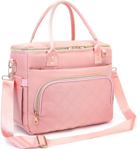 GYEUKHAM Insulated Lunch Bag for Women Men,Extra Large Lunch Box, Leakproof Reusable Cooler Tote for Adult, Everyday Soft Lunch Tote Bag for Work College Picnic Travel,Pink