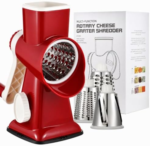 Rotary Cheese Grater Manual Hand Crank 3-in-1 Vegetable Shredder