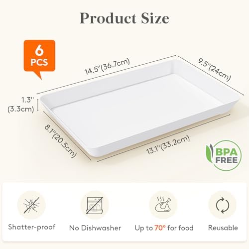 Lifewit 6 Pcs Large Serving Tray for Party, 15" x 10" Food Serving Platter