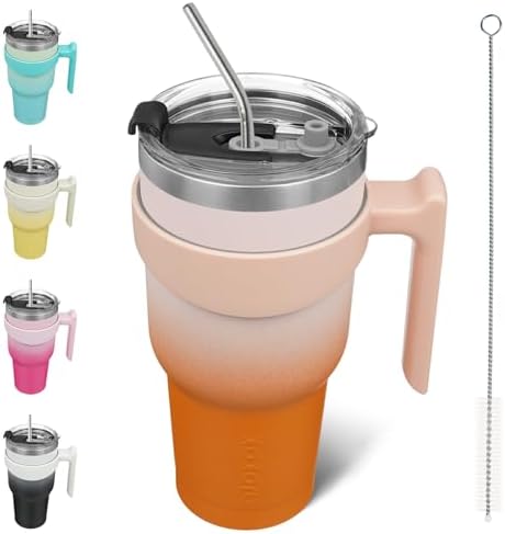BJPKPK 40 oz Tumbler with Handle & Straw, Insulated Stainless Steel Mug