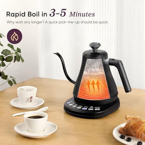 Cosori Gooseneck Electric Kettle with Temperature Control, 0.8L, Black