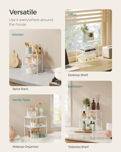 SONGMICS Cabinet Organizer Shelf, Set of 4 Spice Rack, Kitchen Storage