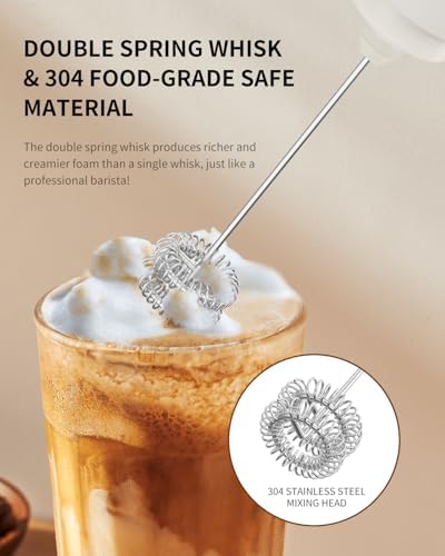CIRCLE JOY Portable Rechargeable Milk Frother Handheld, Dual Spring Whisk Electric Coffee Frother Wand Drink Mixer for Matcha Lattes Cappuccino, Kitchen Gifts, Beige