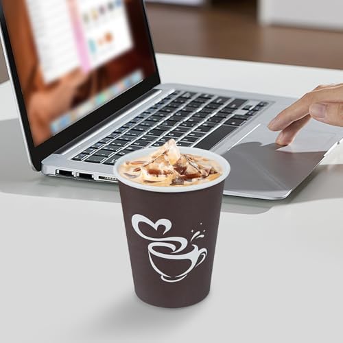 Clawsoff 100 Count 12 oz Coffee Cups Disposable Paper Hot Coffee Cups Brown