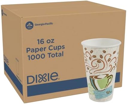 Georgia-Pacific Dixie PerfecTouch 16 oz Paper Coffee Cups By GP PRO, Coffee Haze Design, 1000 Count (50 Disposable Cups Sleeve, 20 Sleeves Per Case), 5356CD
