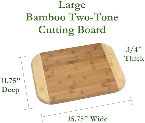 Lipper International Bamboo Wood Two-Tone Kitchen Cutting and Serving Board, Large, 15-3/4" x 11-3/4" x 3/4"