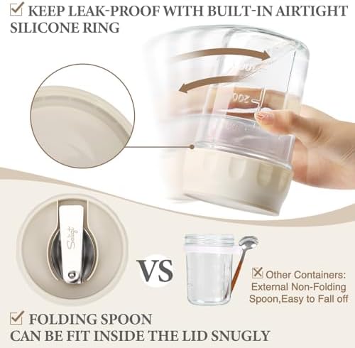 SOLIGT 2 Pack Overnight Oats Containers with Lids (White/Organic Green)