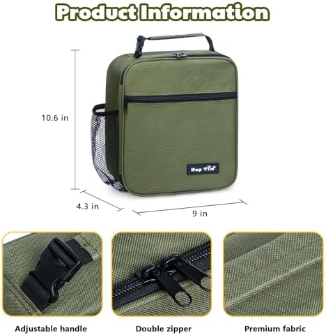 Hap Tim Insulated Lunch Bag Women, Reusable Lunch Box for Women & Men, Adluts Lunchbox for Work, Portable Lunchbag, Army Green（18654-AY）