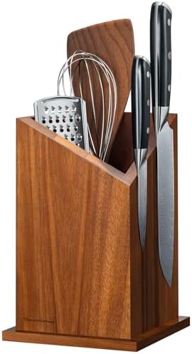 Gourmetop Magnetic Knife Holder, Double-Sided Acacia Wood Knife Block