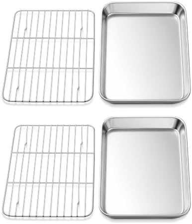 Homikit 9x7 Inches Mini Stainless Steel Baking Sheet with Cooling Rack Set