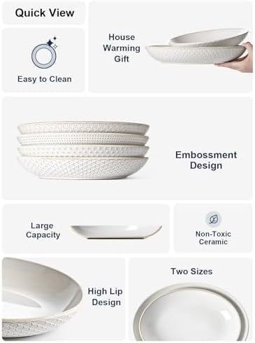 LE TAUCI Ceramic Serving Bowls Set of 2, Large Serving Dishes for Entertaining, 11.8 & 13.7 Inch Oval Serving platter, Salad Fruit Bowl, Pasta Bowls, Microwave & Dishwasher Safe - Arctic White