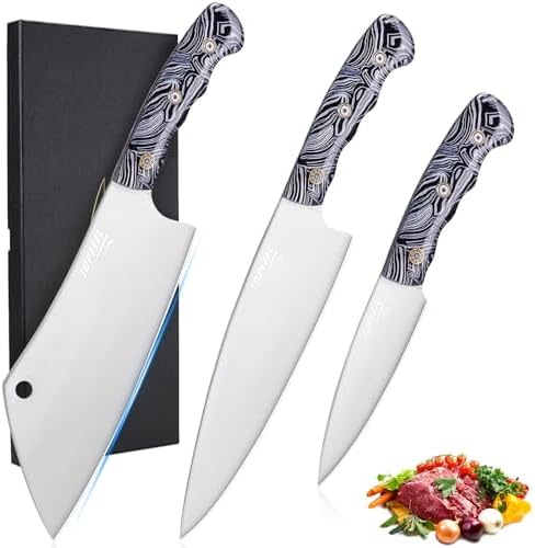 Topfeel 3-Piece Kitchen Knife Set, 5Cr15MoV High Carbon Stainless Steel