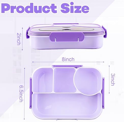 Bento Box for Adults, 4 Compartments Lunch Box, Lunch Containers, Purple