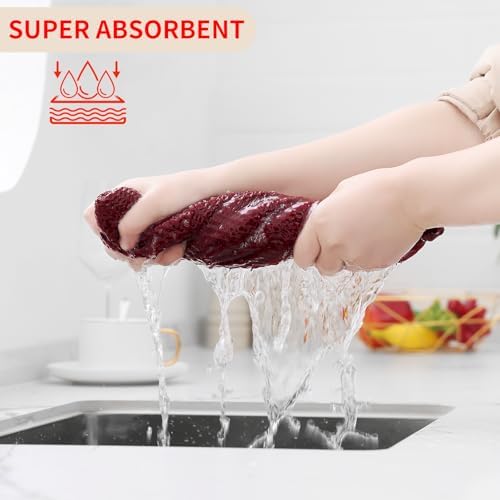 Homaxy 100% Cotton Waffle Weave Kitchen Dish Towels 8-Pack, Burgundy