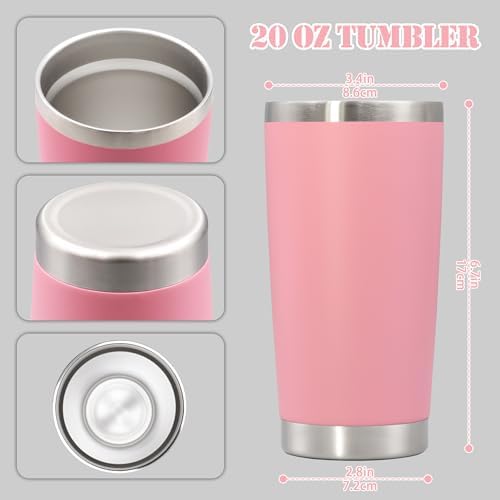 20 oz Tumbler Insulated Tumblers Stainless Steel Coffee Mug,Pink 6PCS