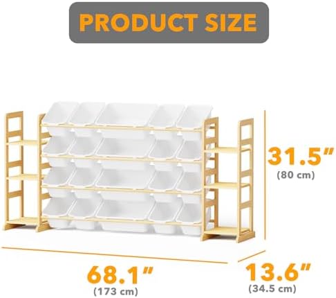 SpaceAid Toy Storage Organizer with 6 Shelves and 20 Bins, Toy Organizers Storage Bookshelf, Kids Bin Shelf Toys Box Bookcase for Bedroom Playroom Organization Room Decor, White